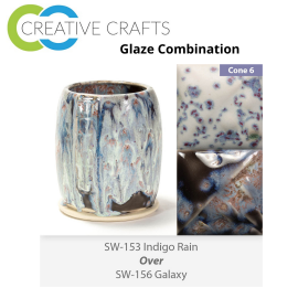 Indigo Rain SW153 over Galaxy SW156 Stoneware Combination